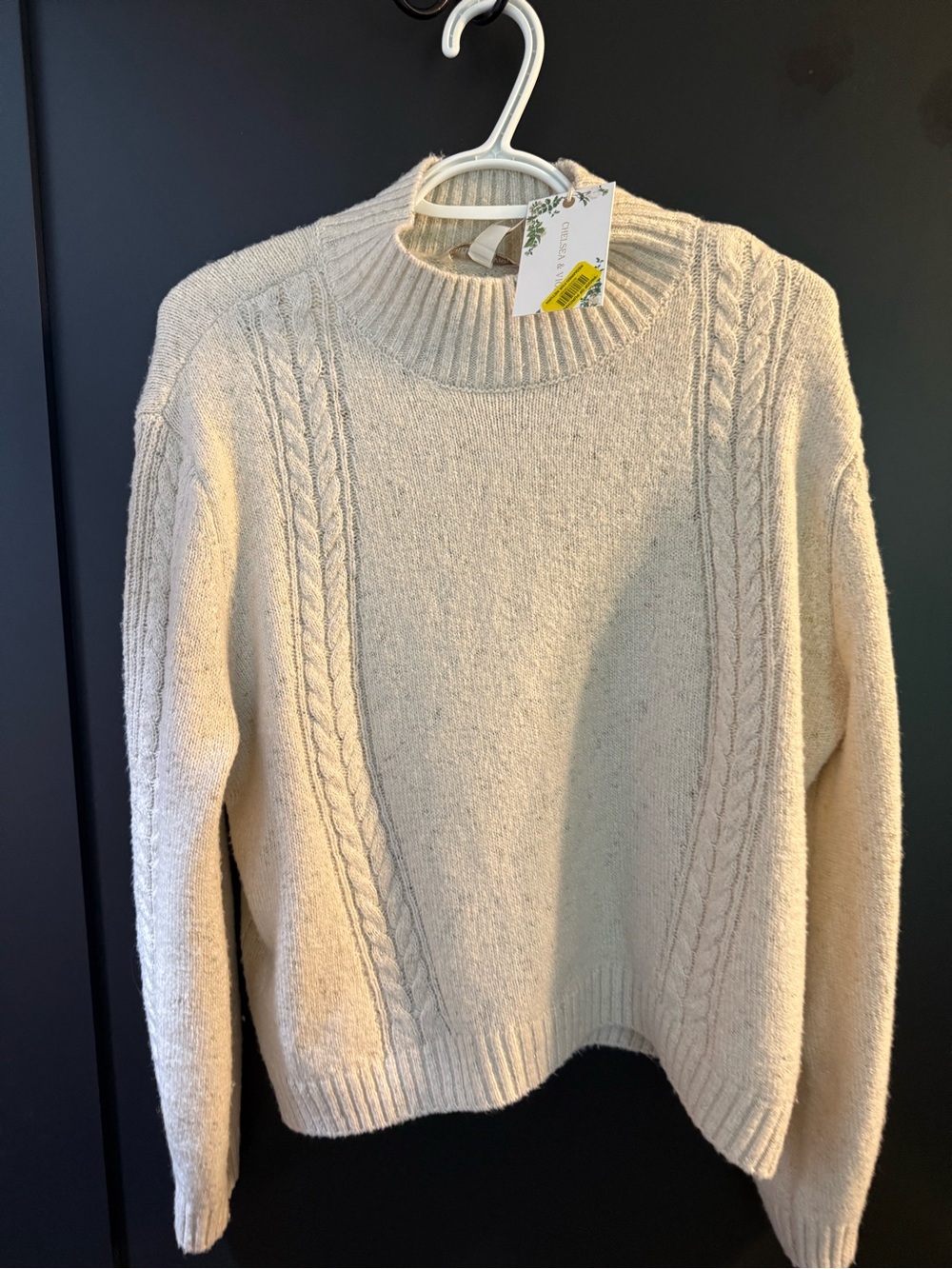 Chelsea & Violet Cream Cable Mock Neck Sweater